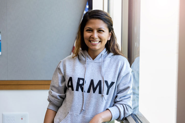 female army vet in classroom