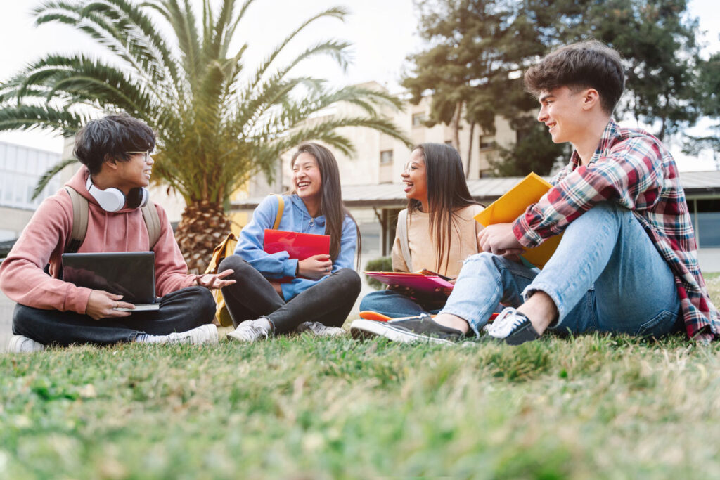 kids talking in the park