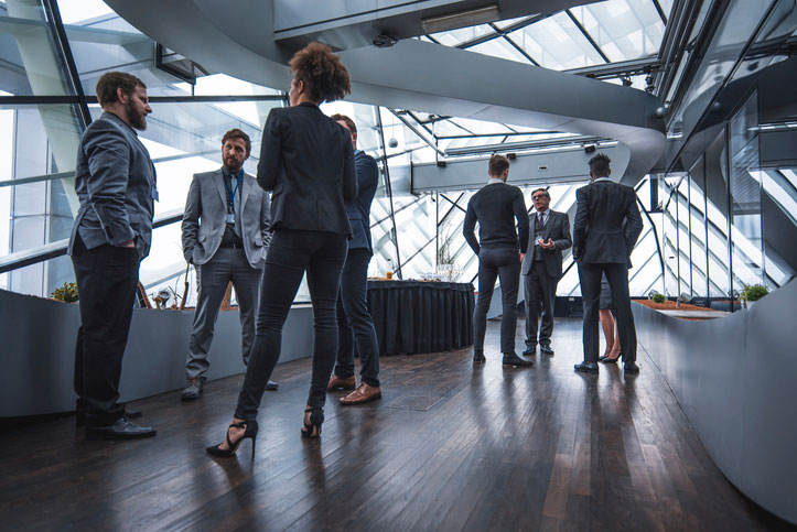 busy hallway with business people