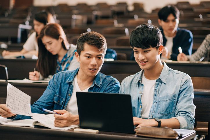 studying in lecture hall