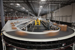 conveyor belt in warehouse