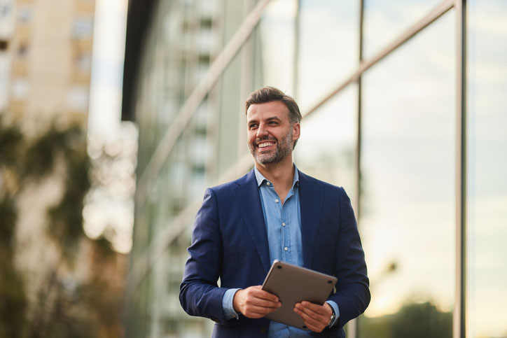 businessman out front of office