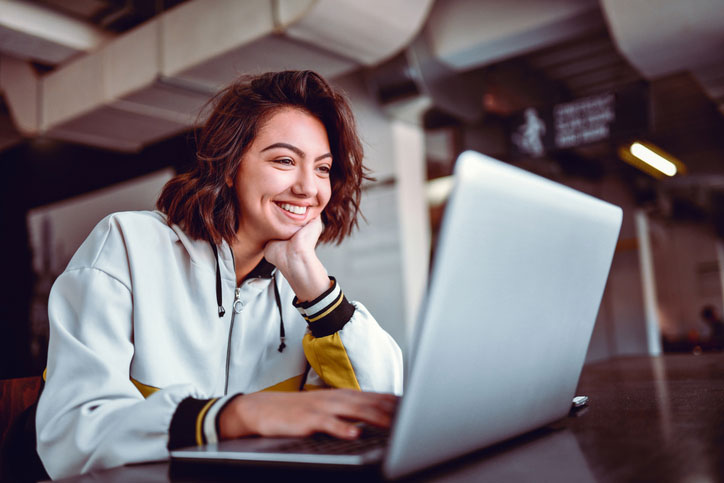 young woman at computer