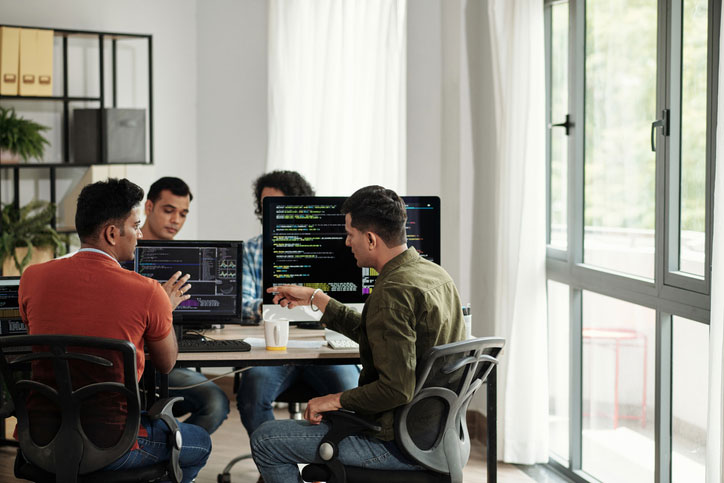 small group of students on computers