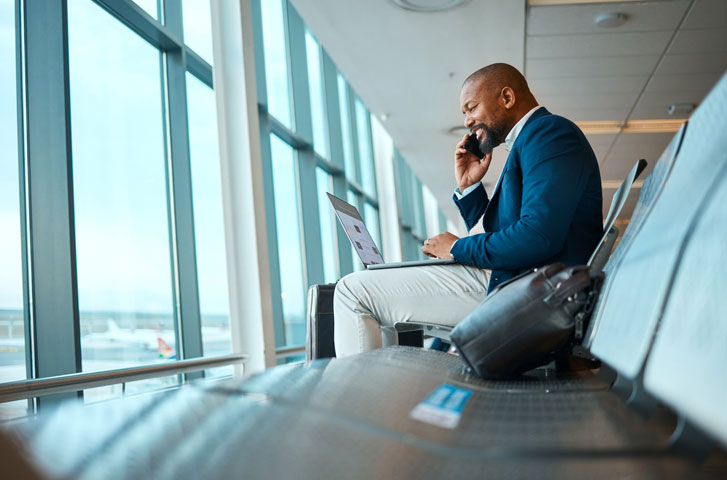 businessman waiting for flight