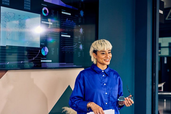 young woman giving presentation