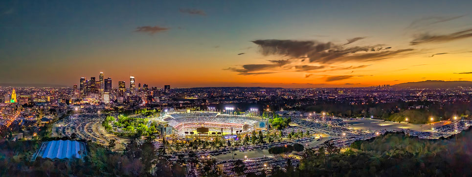 dowtown la at sunset