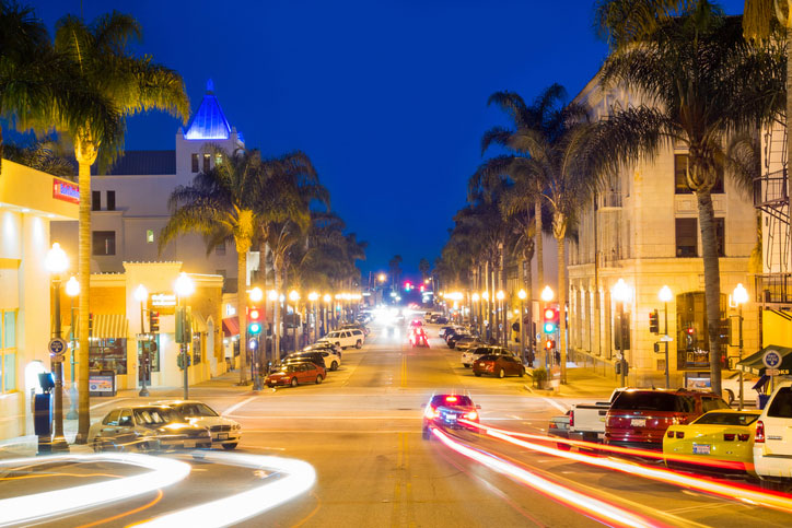 downtown ventura at night